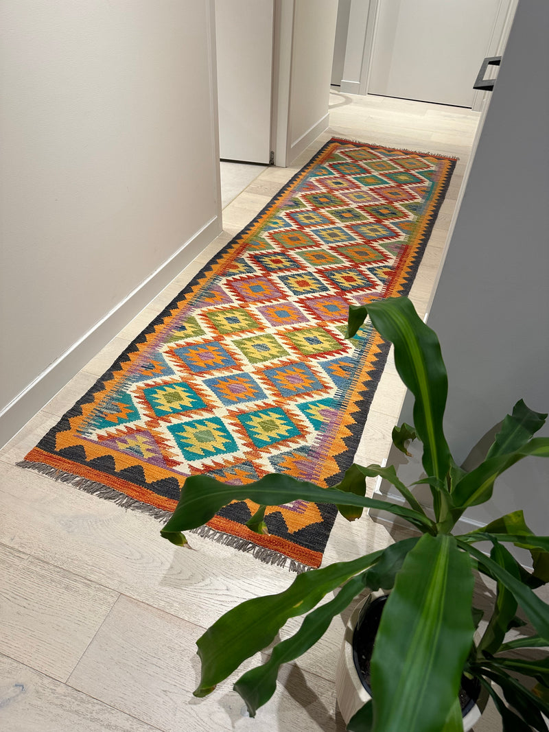 Kilim Chobi Handmade Multi Wool Runner Rug (STK550-2013) 289x81cm, Rugs Online Rugs Sydney Australia, www.rugsonlinerugs.com.au