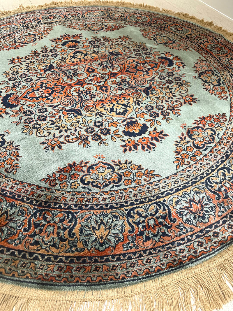 Shiraz Garden Design Green Round Rug