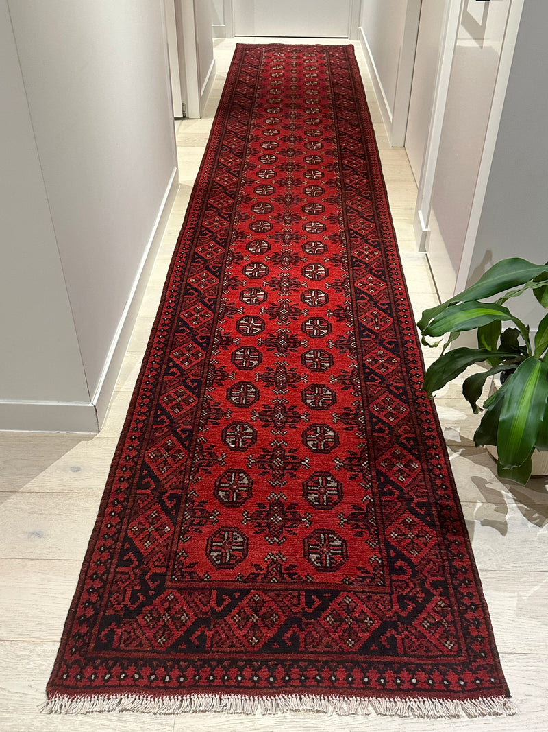 Bokhara Afghan Akhche Tribal Rug (STK550-1985) 485x84cm, Rugs Online Rugs Sydney Australia, www.rugsonlinerugs.com.au