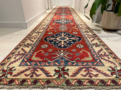 Kazak Fine Handmade Veggie Dye Runner Rug (STK550-1994) 500x77cm