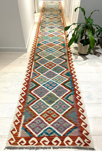 Kilim Chobi Handmade Multi Wool Runner Rug (STK550-2009) 588x85cm