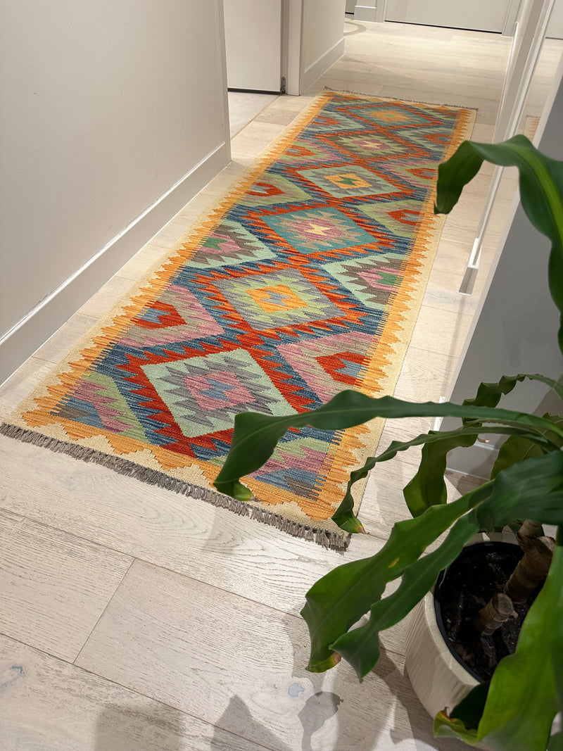 Kilim Chobi Handmade Multi Wool Runner Rug (STK550-1998) 248x79cm, Rugs Online Rugs Sydney Australia, www.rugsonlinerugs.com.au