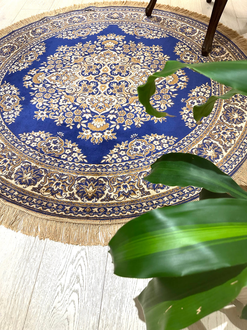 Shiraz Garden Design Blue Round Rug, Rugs Online Rugs Sydney Australia, www.rugsonlinerugs.com.au