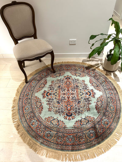 Shiraz Garden Design Green Round Rug, Rugs Online Rugs Sydney Australia, www.rugsonlinerugs.com.au