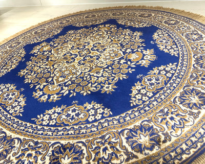 Shiraz Garden Design Blue Round Rug, Rugs Online Rugs Sydney Australia, www.rugsonlinerugs.com.au