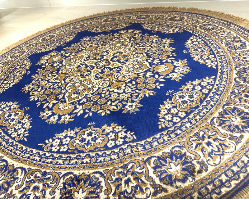 Shiraz Garden Design Blue Round Rug, Rugs Online Rugs Sydney Australia, www.rugsonlinerugs.com.au