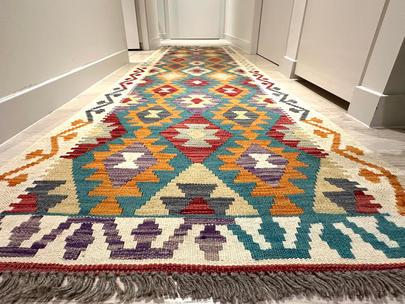 Kilim Chobi Handmade Multi Wool Runner Rug (STK550-2081) 295x80cm