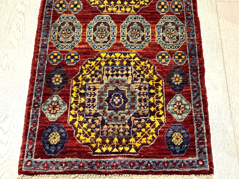 Chobi Handmade Vegi Dye Wool Rug (550-1969) 100x52cm