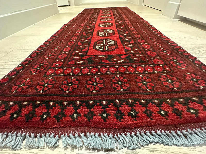 Bokhara Afghan Akhche Tribal Wool Runner Rug (STK550-2125) 158X51cm