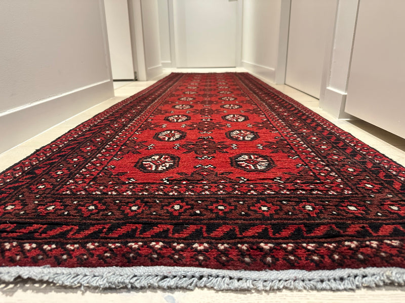 Bokhara Afghan Akhche Tribal Wool Runner Rug (STK550-2120) 292x83cm