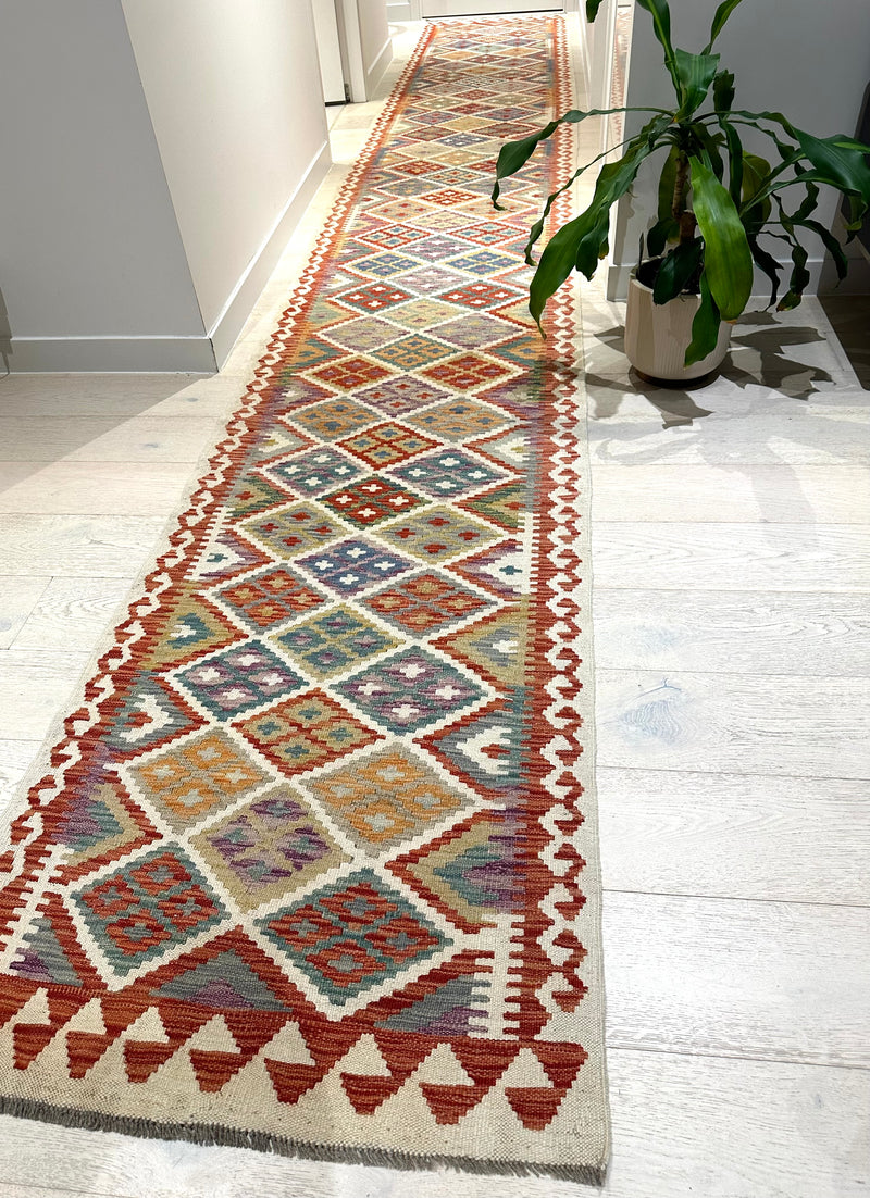 Kilim Chobi Handmade Multi Wool Runner Rug (STK550-2008) 578x85cm, Rugs Online Rugs Sydney Australia, www.rugsonlinerugs.com.au