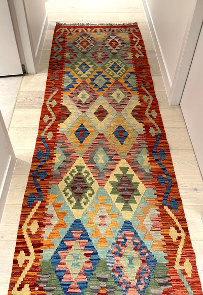 Kilim Chobi Handmade Multi Wool Runner Rug (STK550-1999) 295x80cm