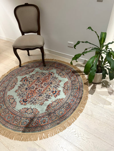 Shiraz Garden Design Green Round Rug, Rugs Online Rugs Sydney Australia, www.rugsonlinerugs.com.au