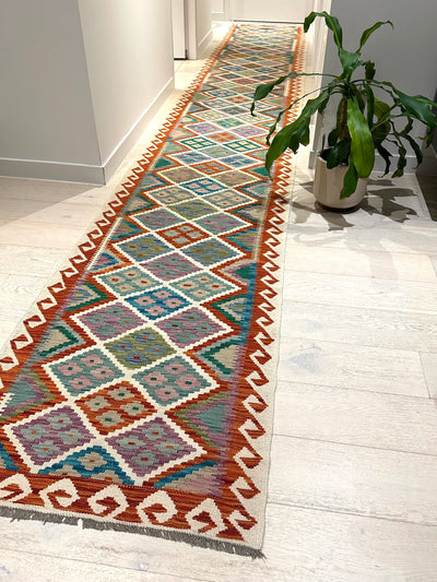 Kilim Chobi Handmade Multi Wool Runner Rug (STK550-2009) 588x85cm, Rugs Online Rugs Sydney Australia, www.rugsonlinerugs.com.au