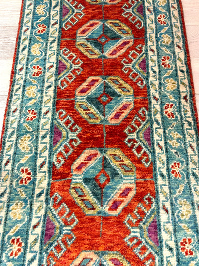 Gul Abshar Afghan Handmade Wool Runner Rug (550-1993) 289x75cm