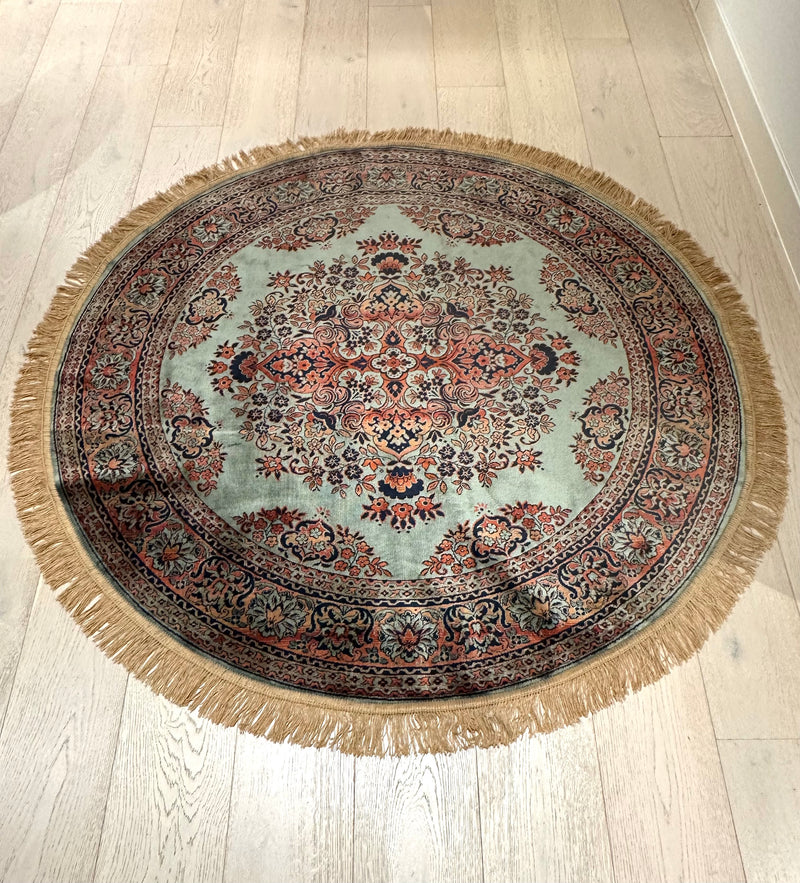 Shiraz Garden Design Green Round Rug, Rugs Online Rugs Sydney Australia, www.rugsonlinerugs.com.au