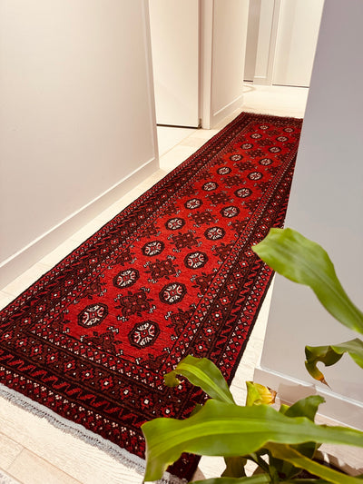 Bokhara Afghan Akhche Tribal Wool Runner Rug (STK550-2120) 292x83cm