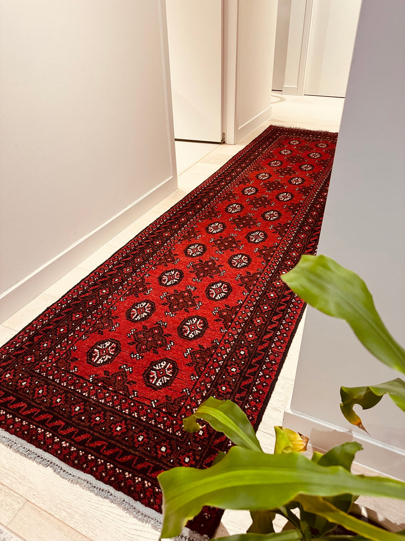 Bokhara Afghan Akhche Tribal Wool Runner Rug (STK550-2120) 292x83cm