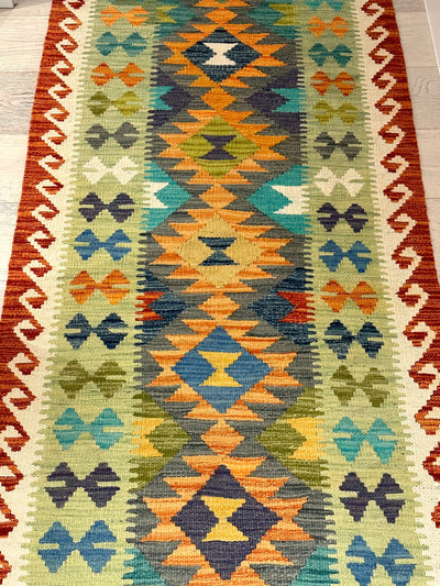 Kilim Chobi Handmade Multi Wool Runner Rug (STK550-2010) 300x81cm