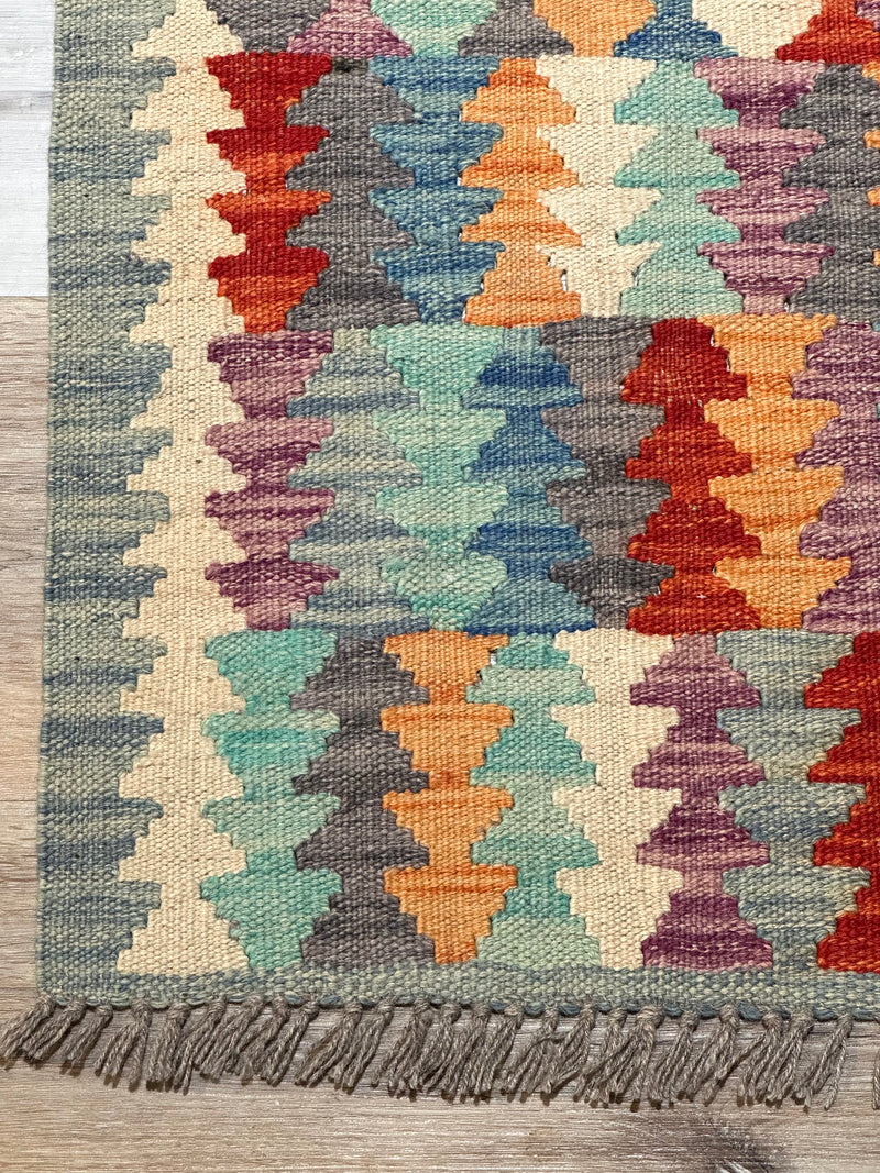 Kilim Chobi Handmade Multi Wool Rug (STK550-2073) 145X99CM