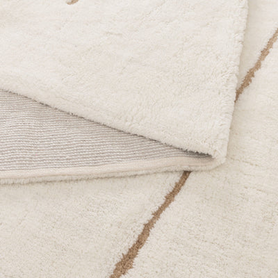 Joy Abstract Beige Lines Washable Soft Wool Rug