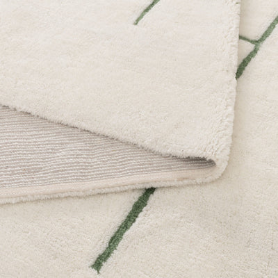 Joy Abstract Olive Lines Washable Soft Wool Rug