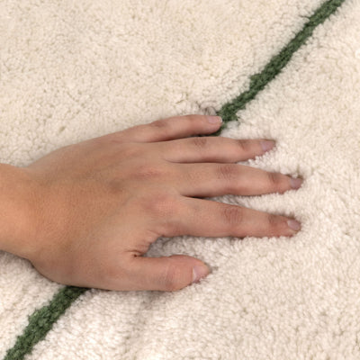 Joy Abstract Olive Lines Washable Soft Wool Rug