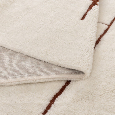Joy Abstract Terracotta Lines Washable Soft Wool Rug