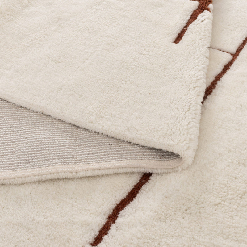 Joy Abstract Terracotta Lines Washable Soft Wool Rug