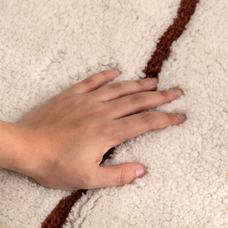 Joy Abstract Terracotta Lines Washable Soft Wool Rug