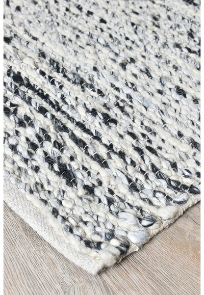 Brighton Ivory Black Wool Rug