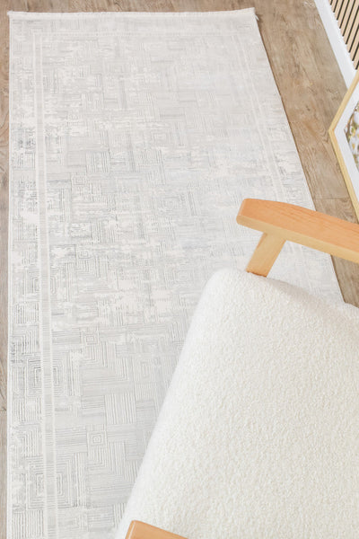 Rocco Lust Dark Grey Cream Runner Rug