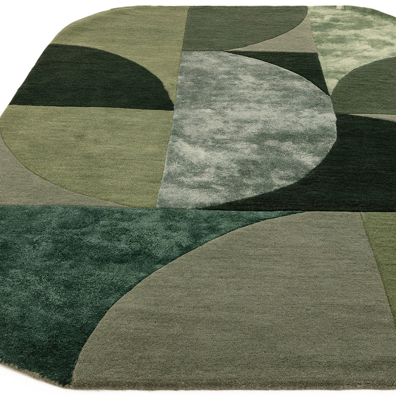 Asiatic Oval Forest Green Wool Rug