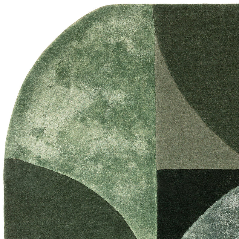 Asiatic Oval Forest Green Wool Rug