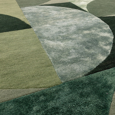Asiatic Oval Forest Green Wool Rug
