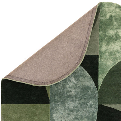 Asiatic Oval Forest Green Wool Rug