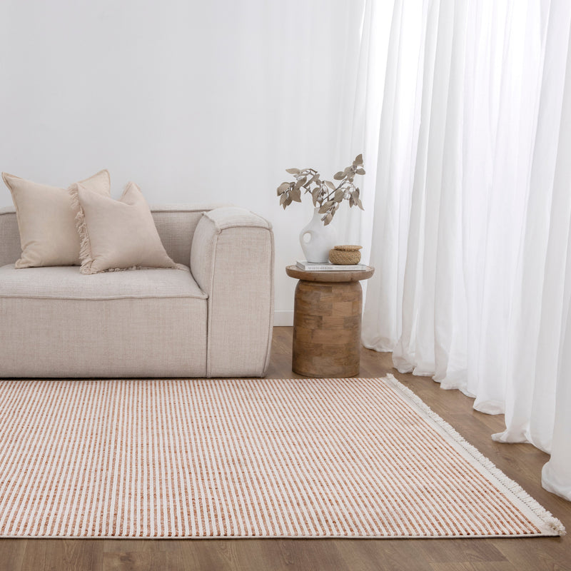 Forever Pink Ivory Loop Stripes Sisal Look Rug 2