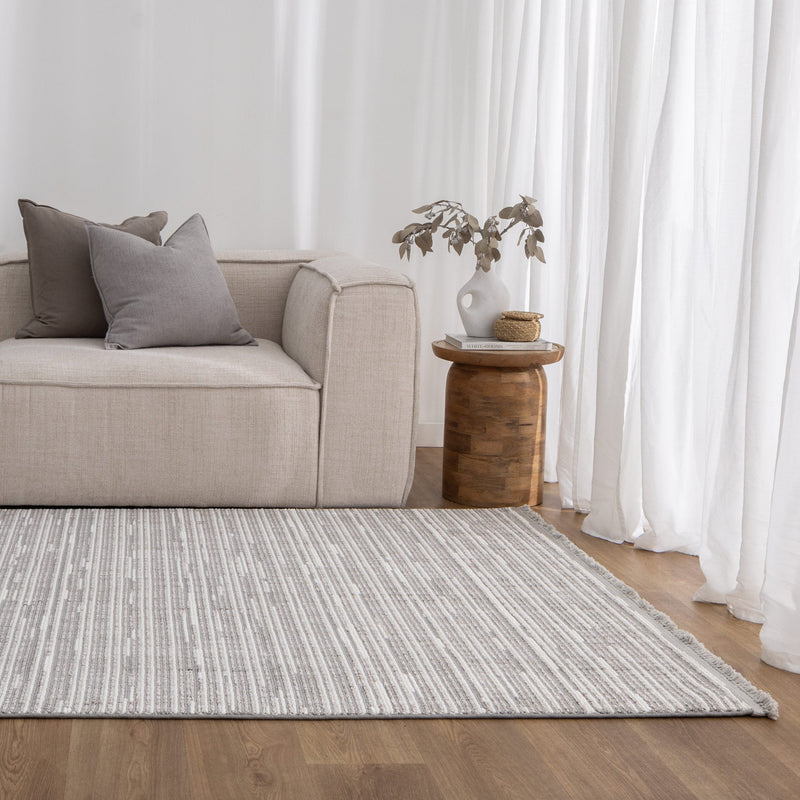 Forever Silver Ivory Loop Lines Sisal Look Rug 6