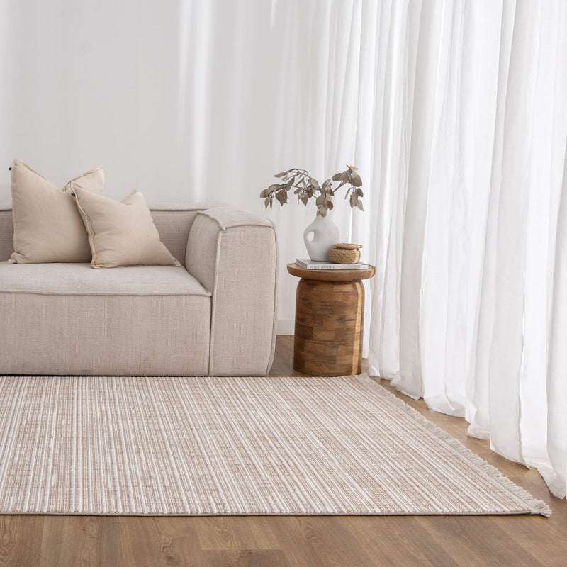 Forever Beige Ivory Loop Lines Sisal Look Rug 7