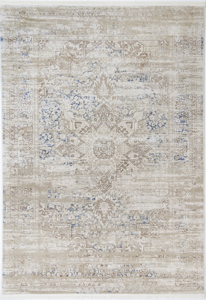 Bohemian Paradise Medalion Beige Blue Rug - 06BBLU