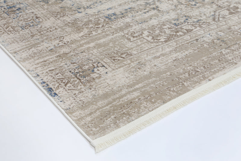 Bohemian Paradise Medalion Beige Blue Rug - 06BBLU