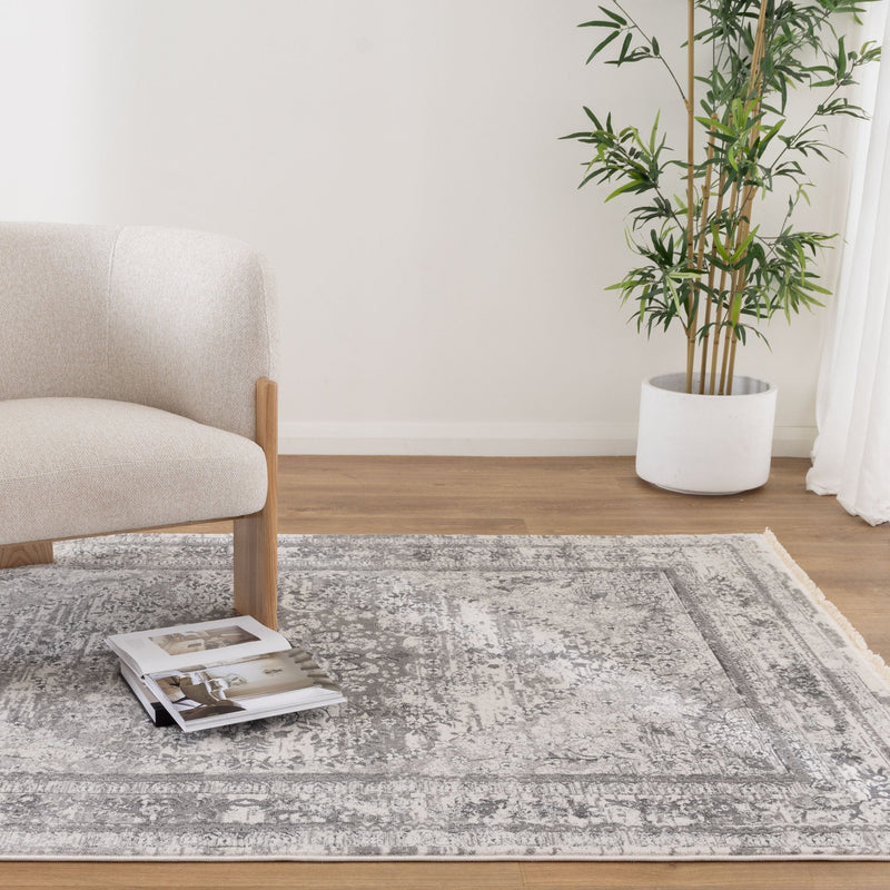 Bohemian Paradise Vintage Medalion Grey Rug