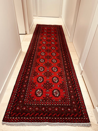 Bokhara Afghan Akhche Tribal Wool Runner Rug (STK550-2120) 292x83cm, Rugs Online Rugs Sydney Australia, www.rugsonlinerugs.com.au
