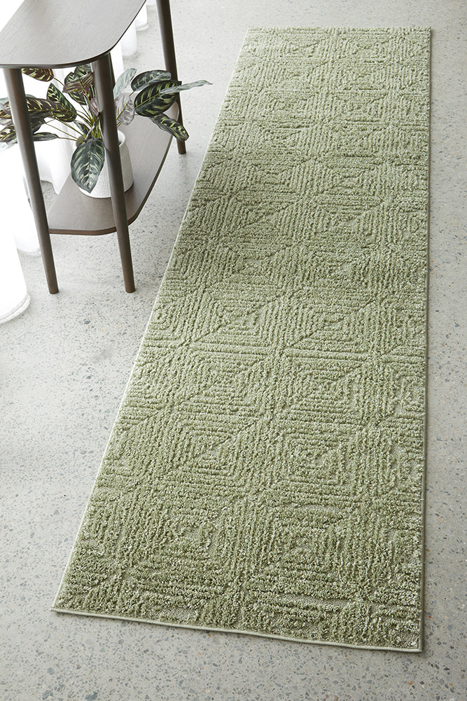 Bursa Pyramid Green Runner Rug, Rugs Online Rugs Sydney Australia, www.rugsonlinerugs.com.au