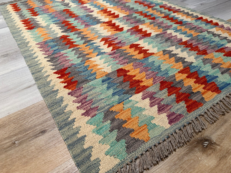 Kilim Chobi Handmade Multi Wool Rug (STK550-2073) 145X99CM