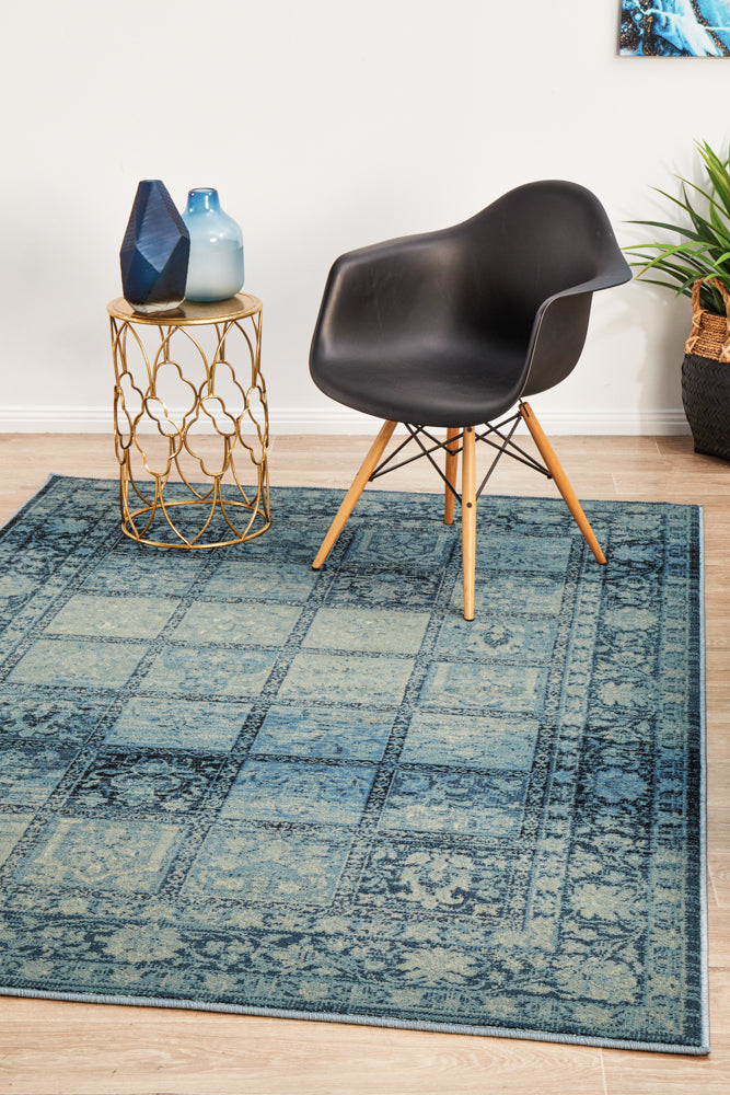 Sally Compartment Blue Rug