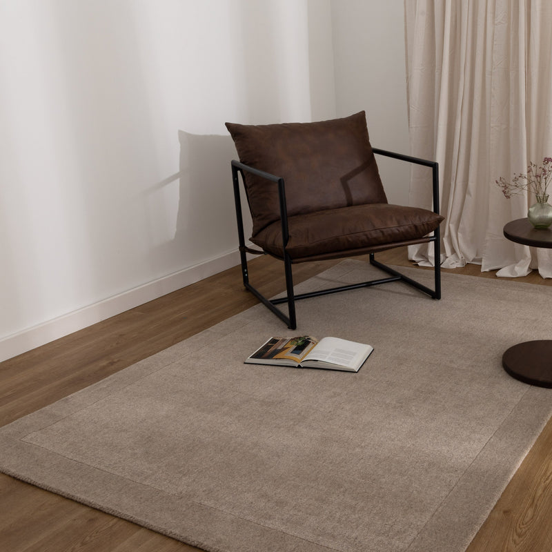 Aspen Plain Camel Border Wool Rug