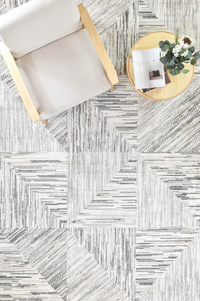 Ibiza Grid Cream Light Grey Rug