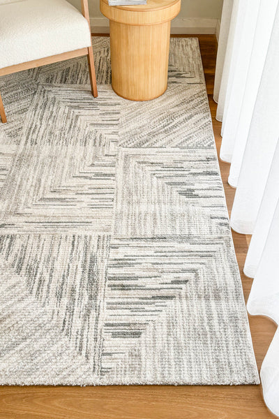 Ibiza Grid Cream Light Grey Rug