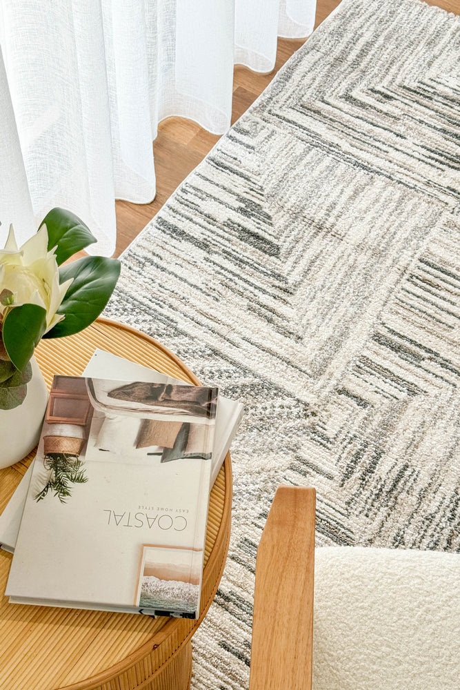 Ibiza Grid Cream Light Grey Rug